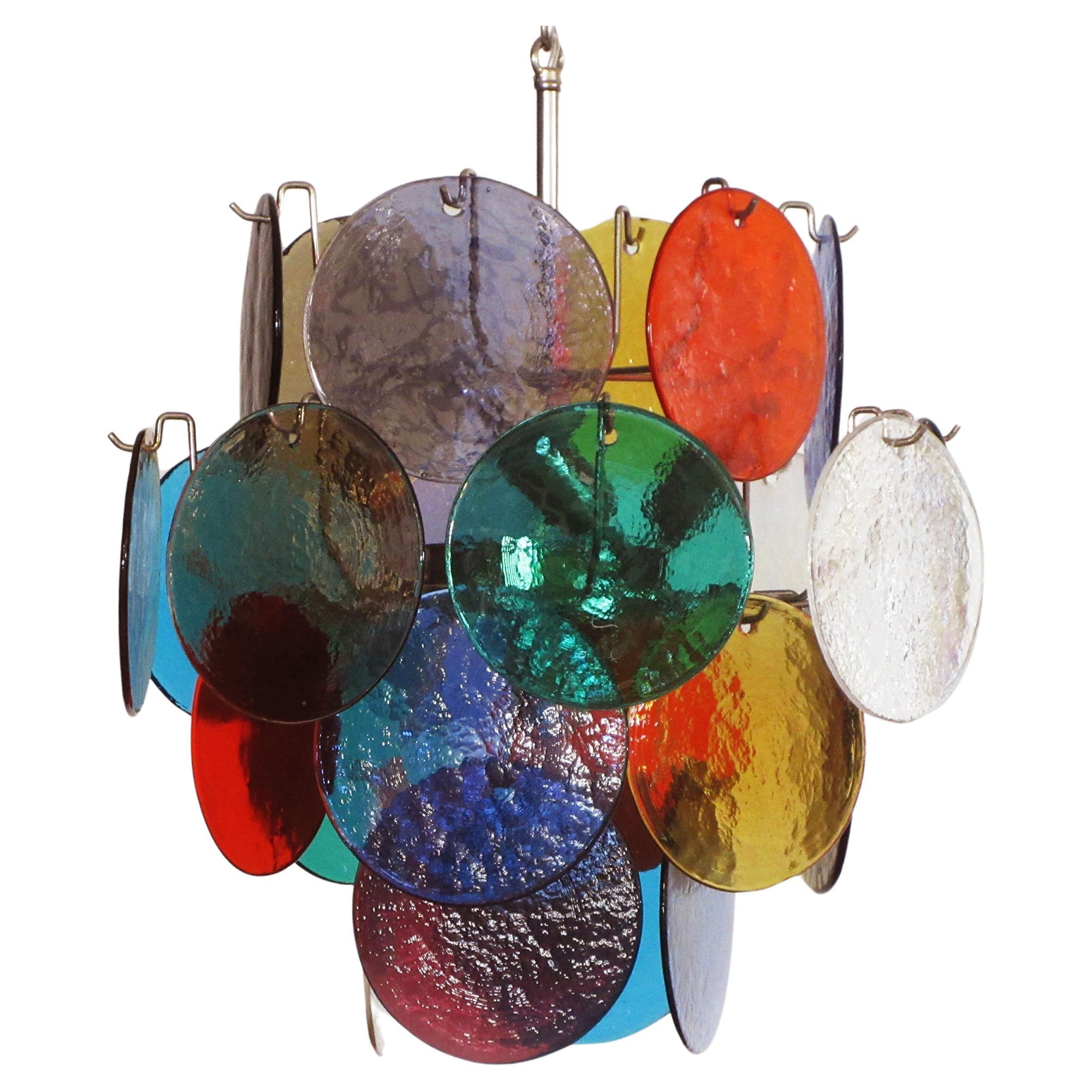 Murano Multicolored Disc Chandelier 24