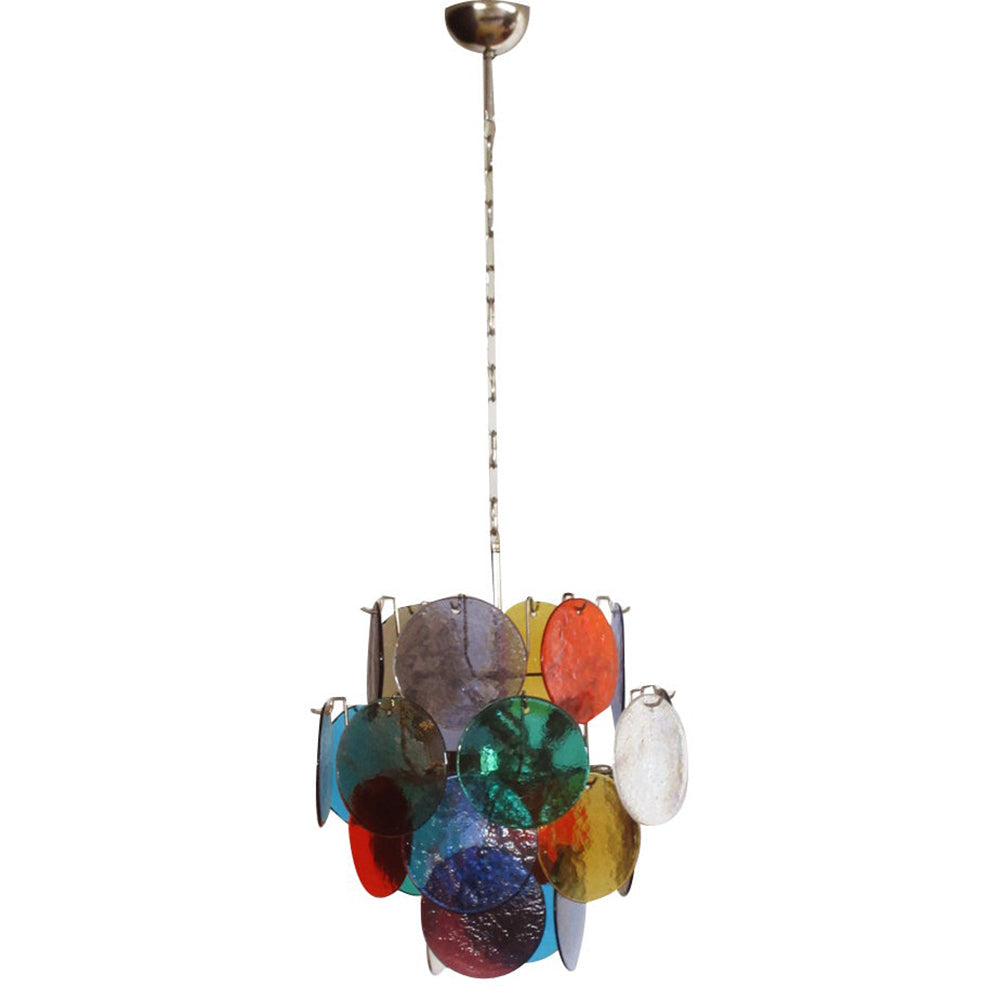 Murano Multicolored Disc Chandelier 24