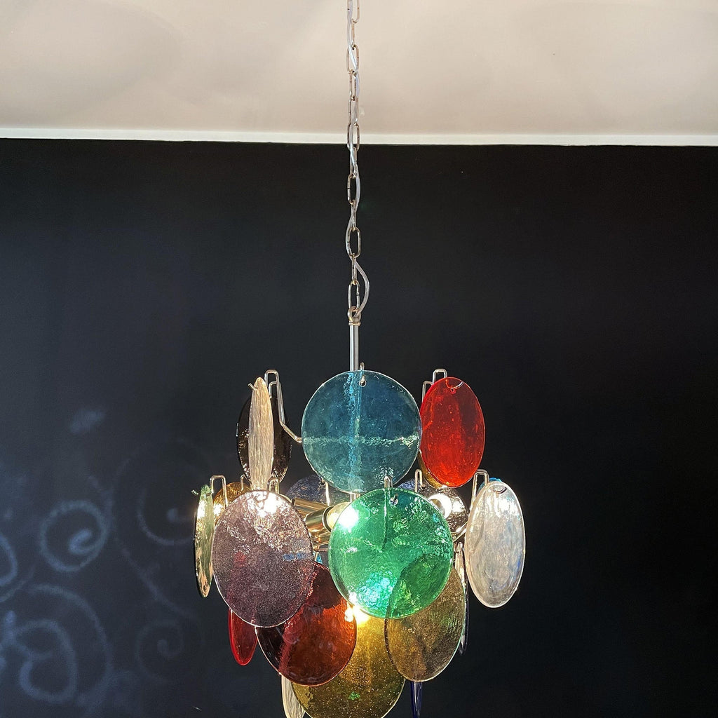 Murano Multicolored Disc Chandelier 24