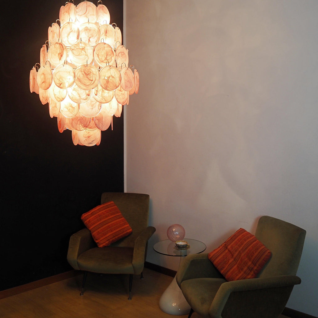 Murano Pink Disc Chandelier 87