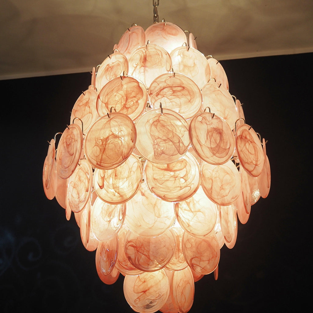 Murano Pink Disc Chandelier 87