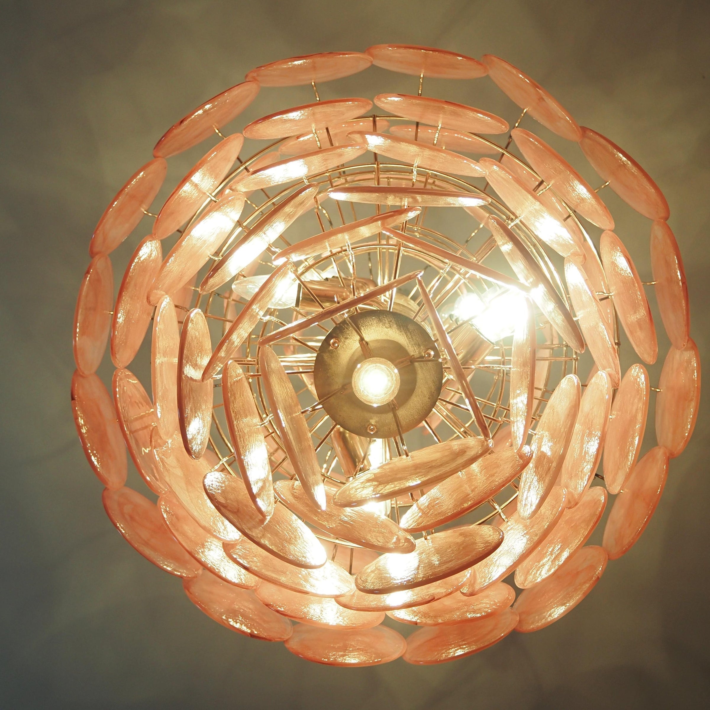Murano Pink Disc Chandelier 87