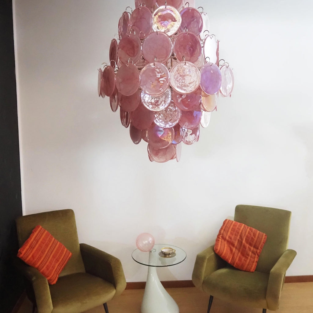 Murano Pink Disc Chandelier 87