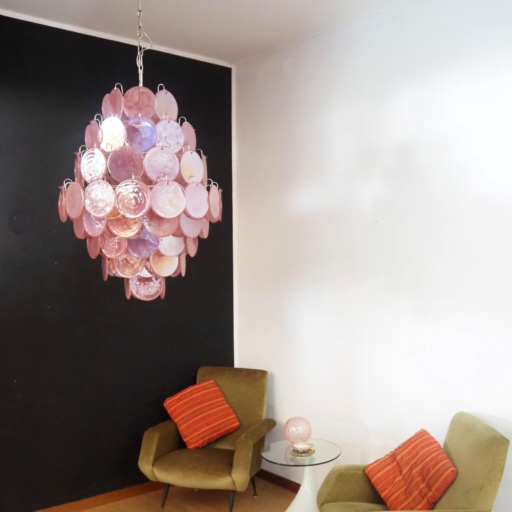 Murano Pink Disc Chandelier 87
