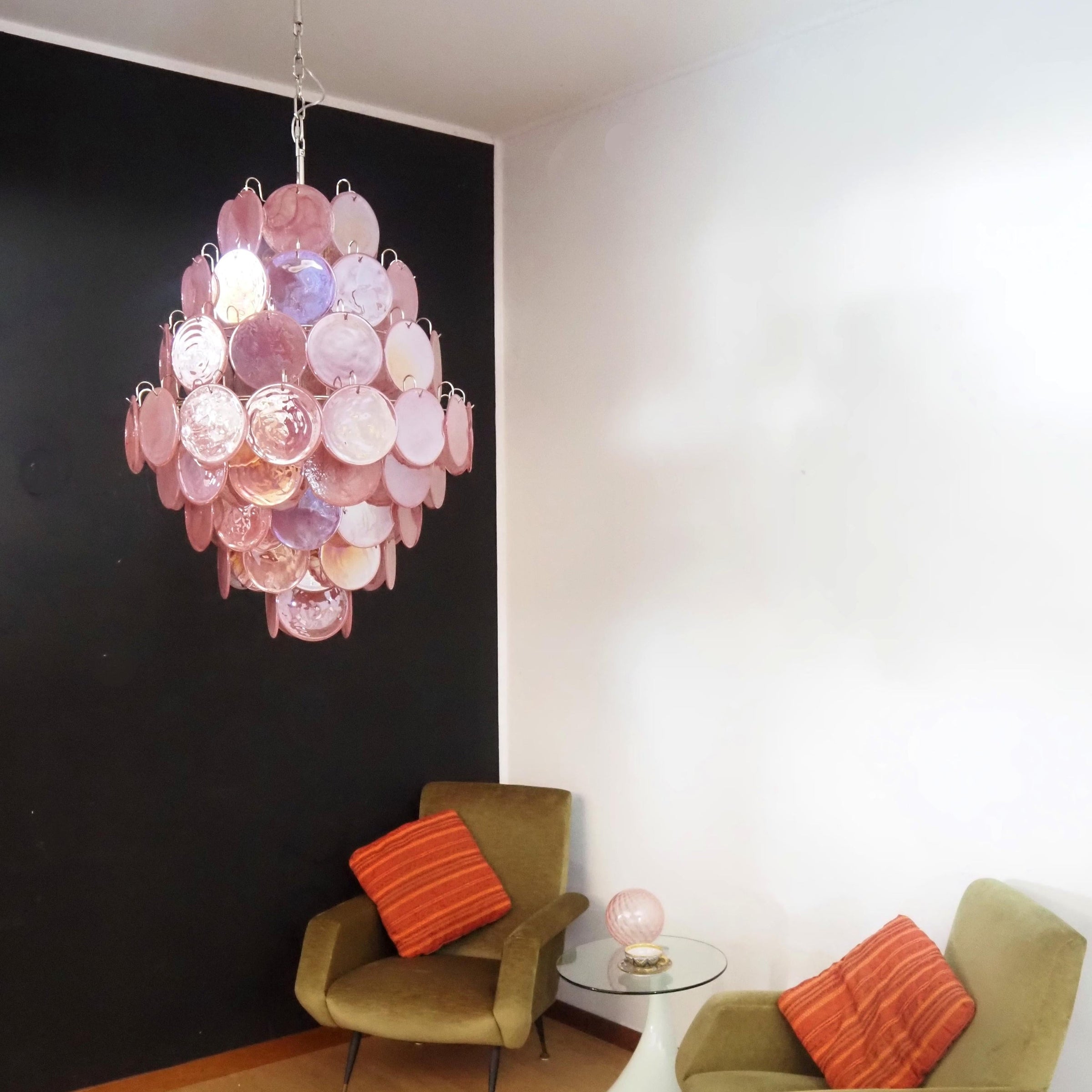 Murano Pink Disc Chandelier 87