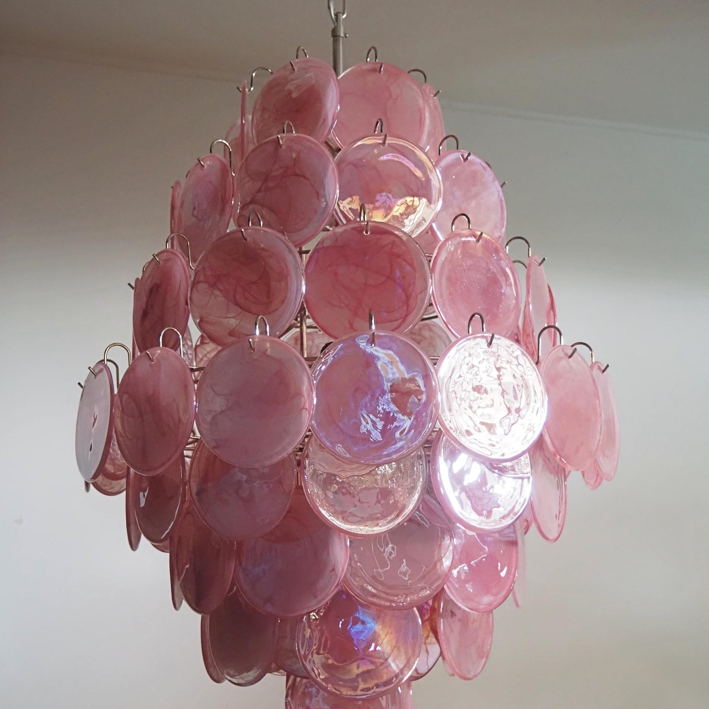 Murano Pink Disc Chandelier 87