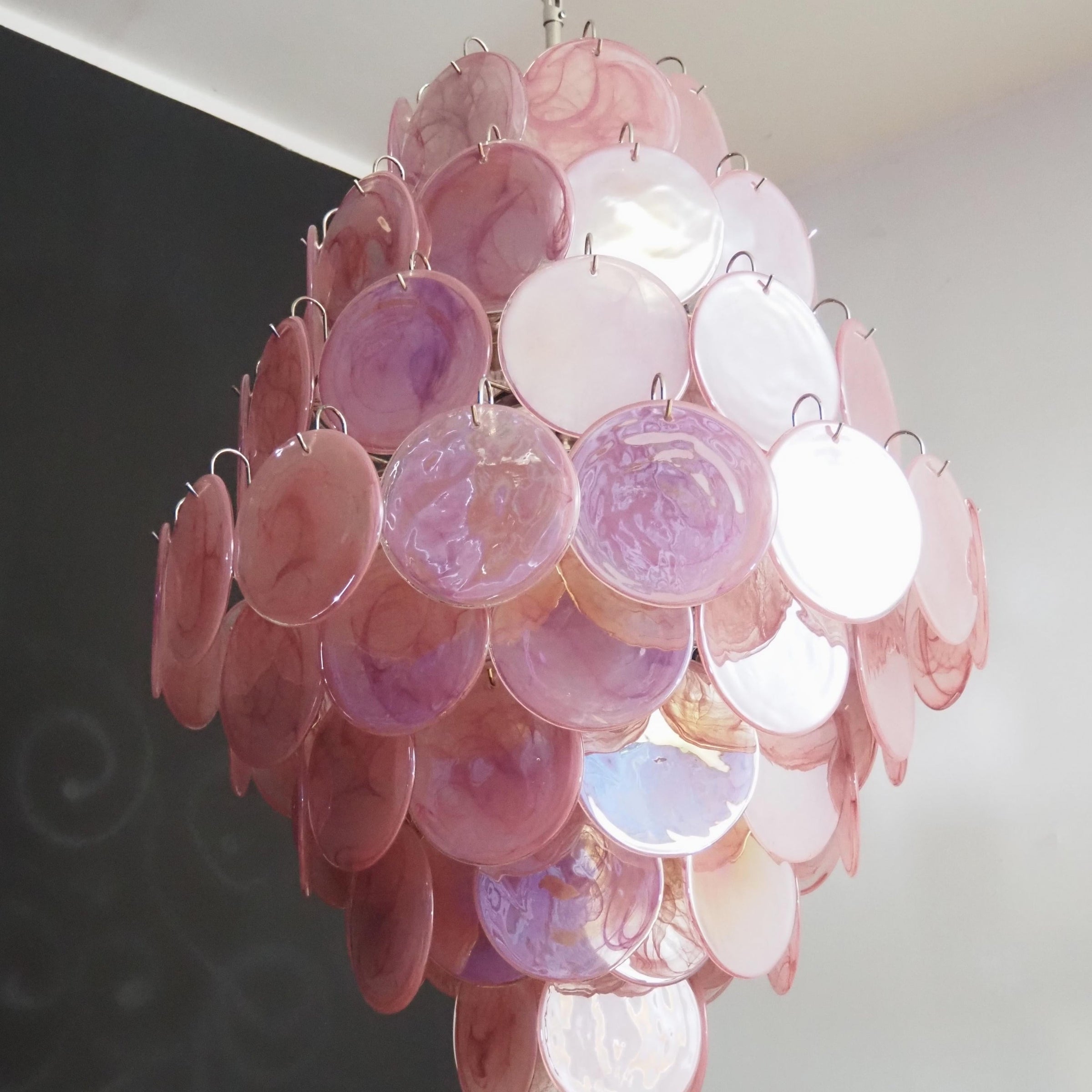 Murano Pink Disc Chandelier 87