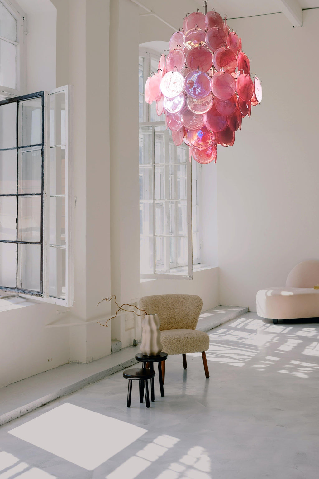 Murano Pink Disc Chandelier 87