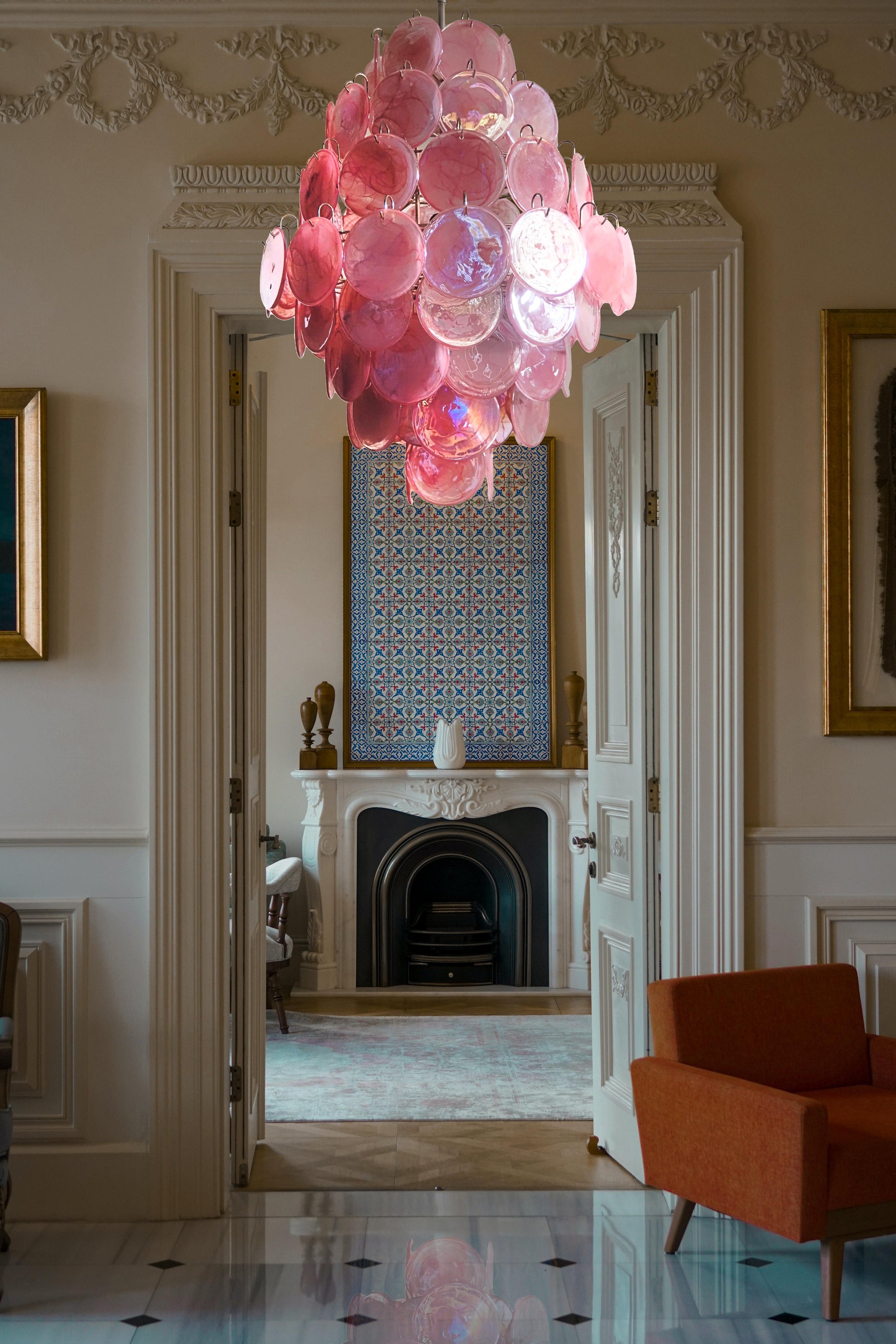 Murano Pink Disc Chandelier 87