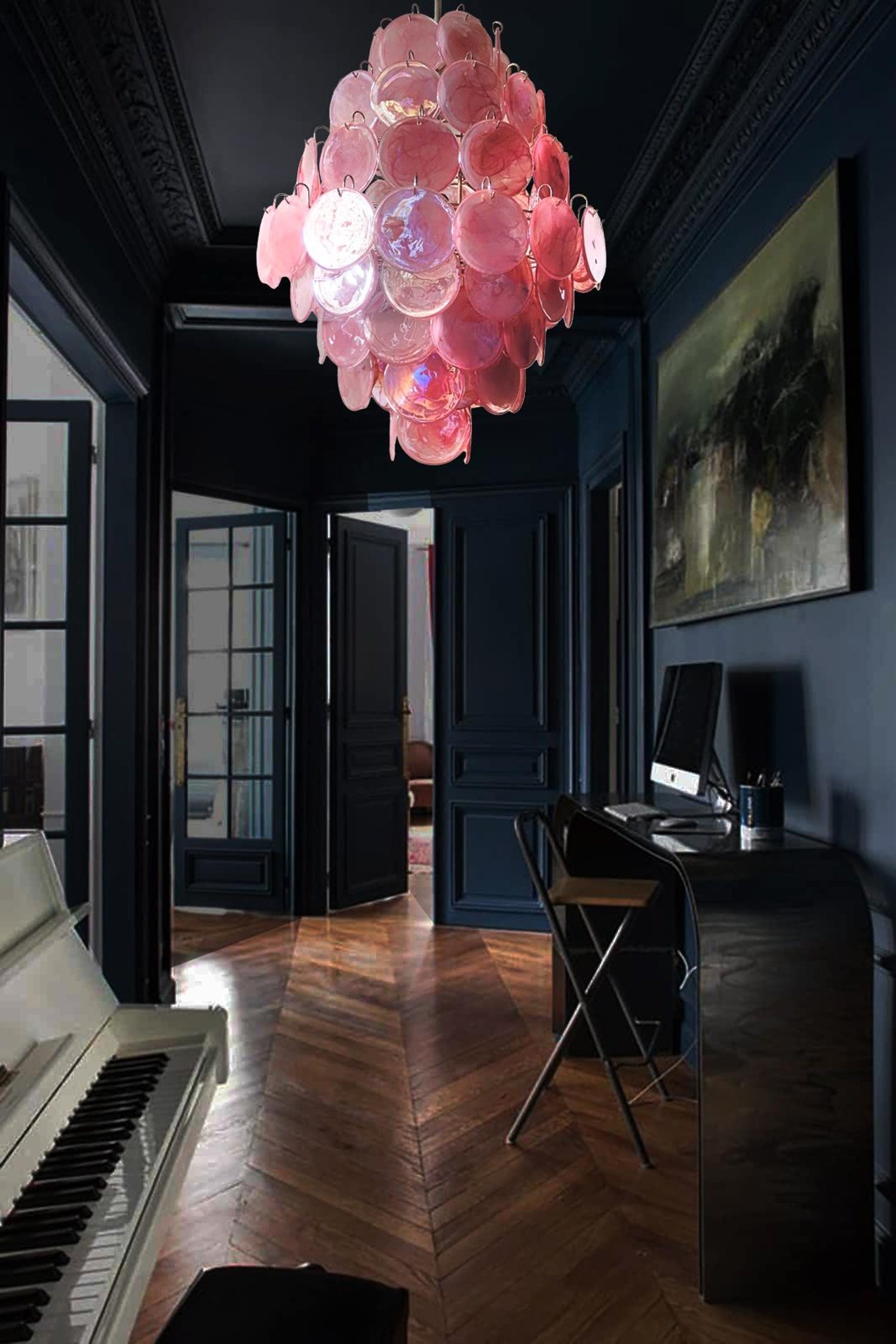 Murano Pink Disc Chandelier 87