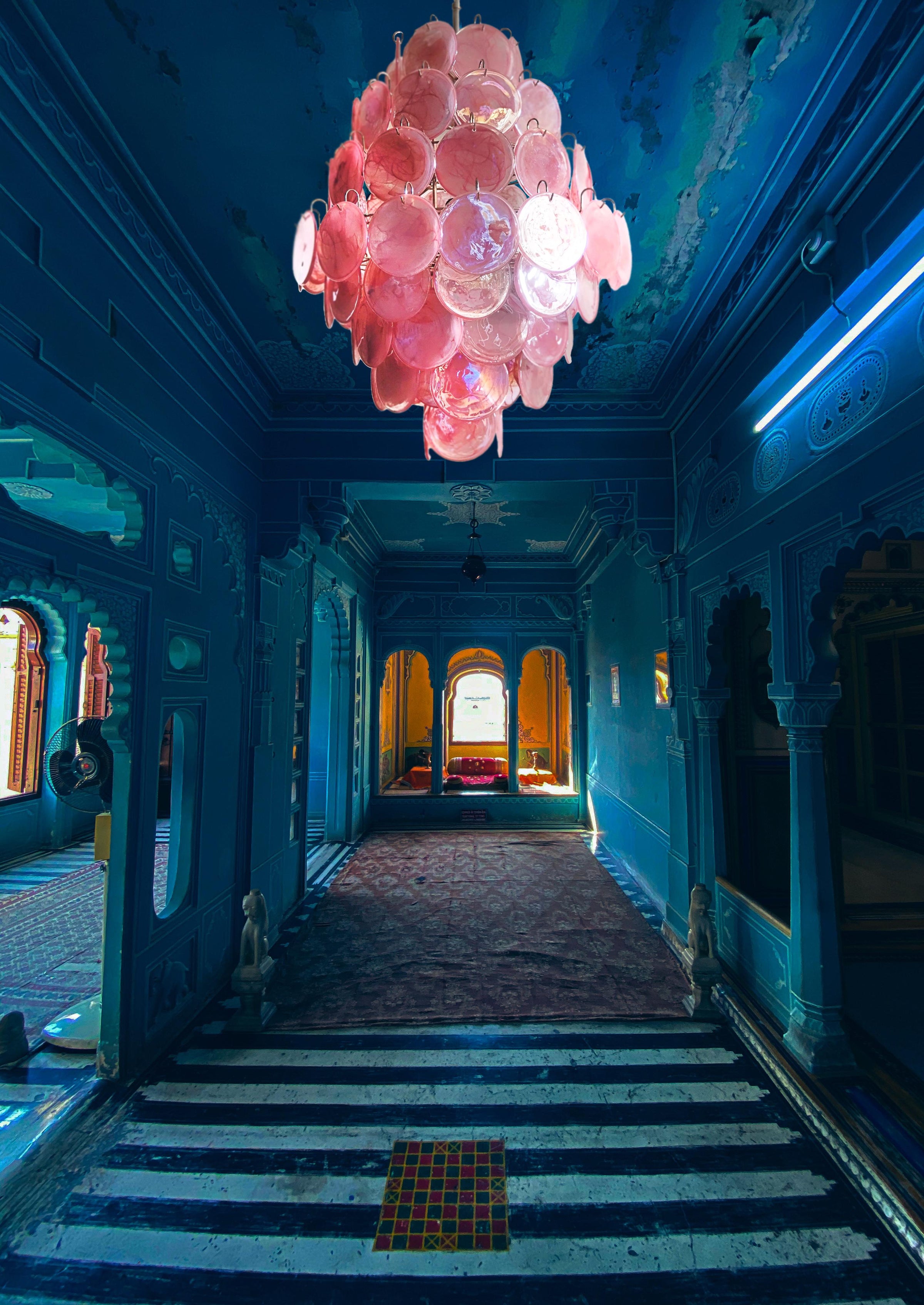 Murano Pink Disc Chandelier 87
