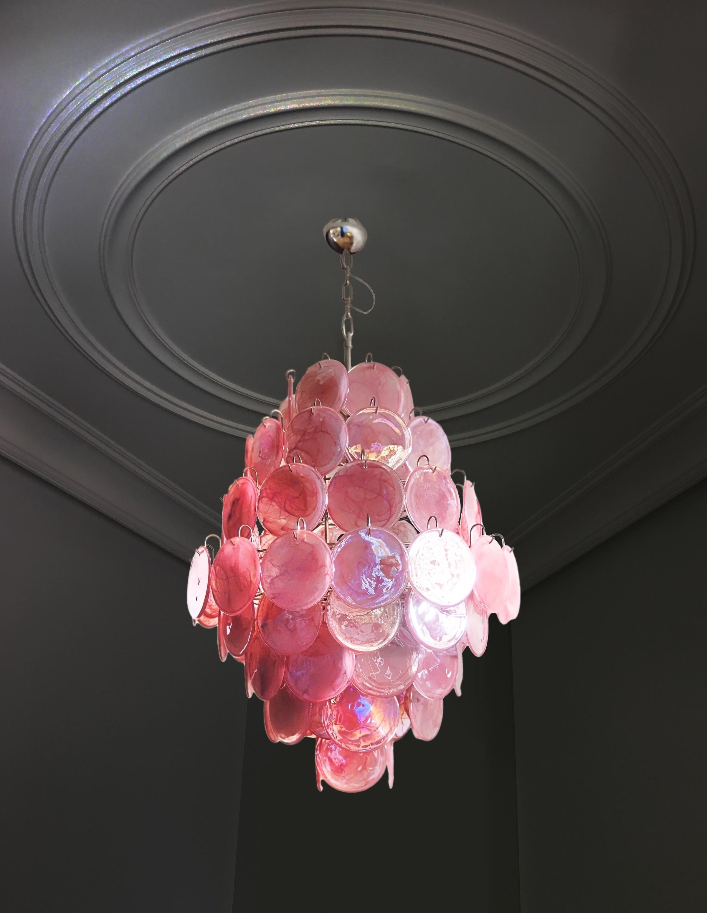 Murano Pink Disc Chandelier 87
