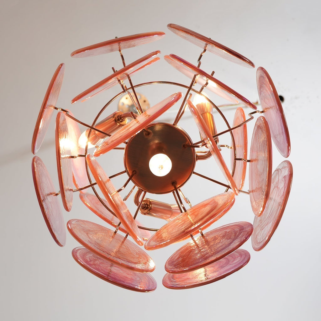 Murano Pink Disc Chandelier 24