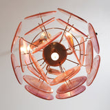 Murano Pink Disc Chandelier 24