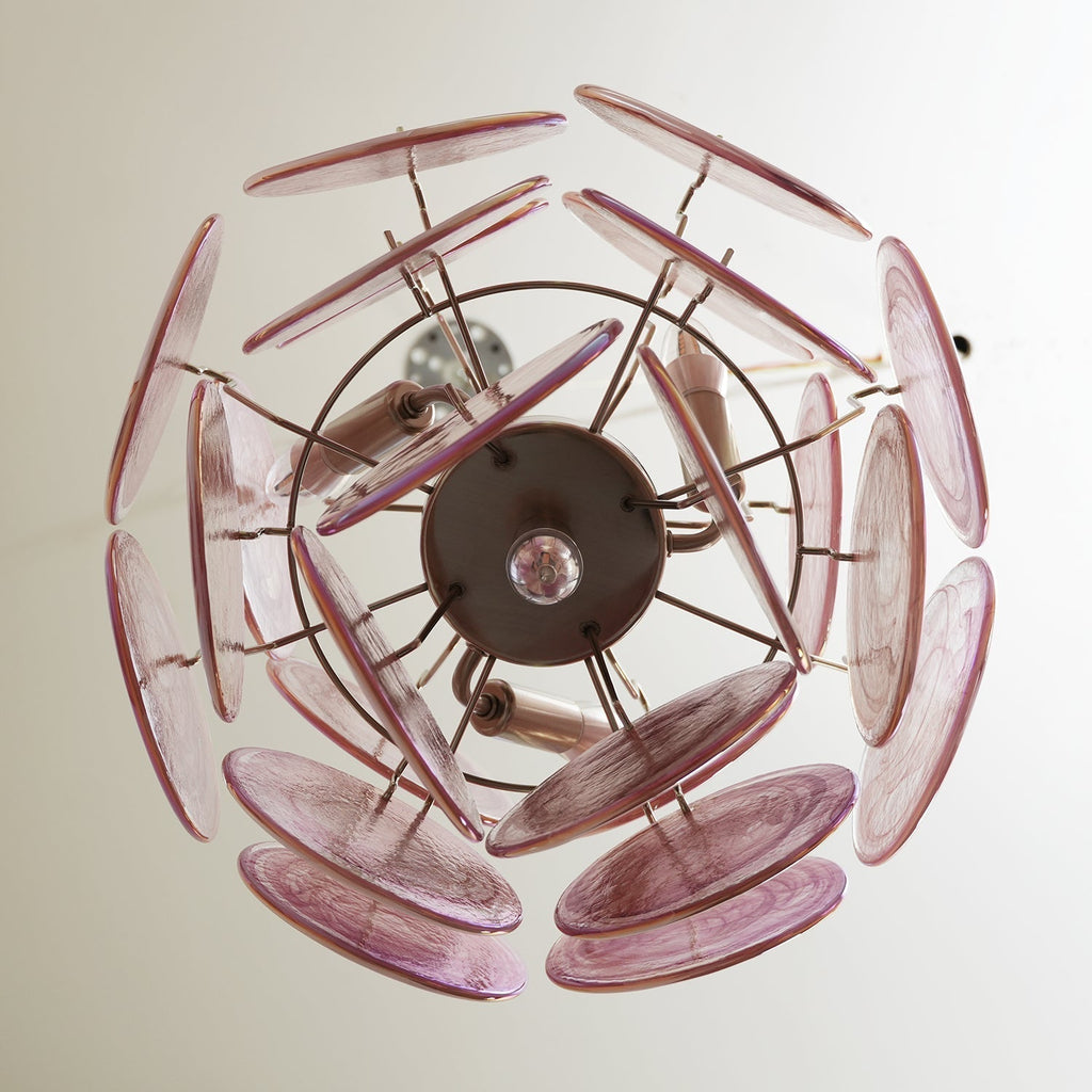 Murano Pink Disc Chandelier 24