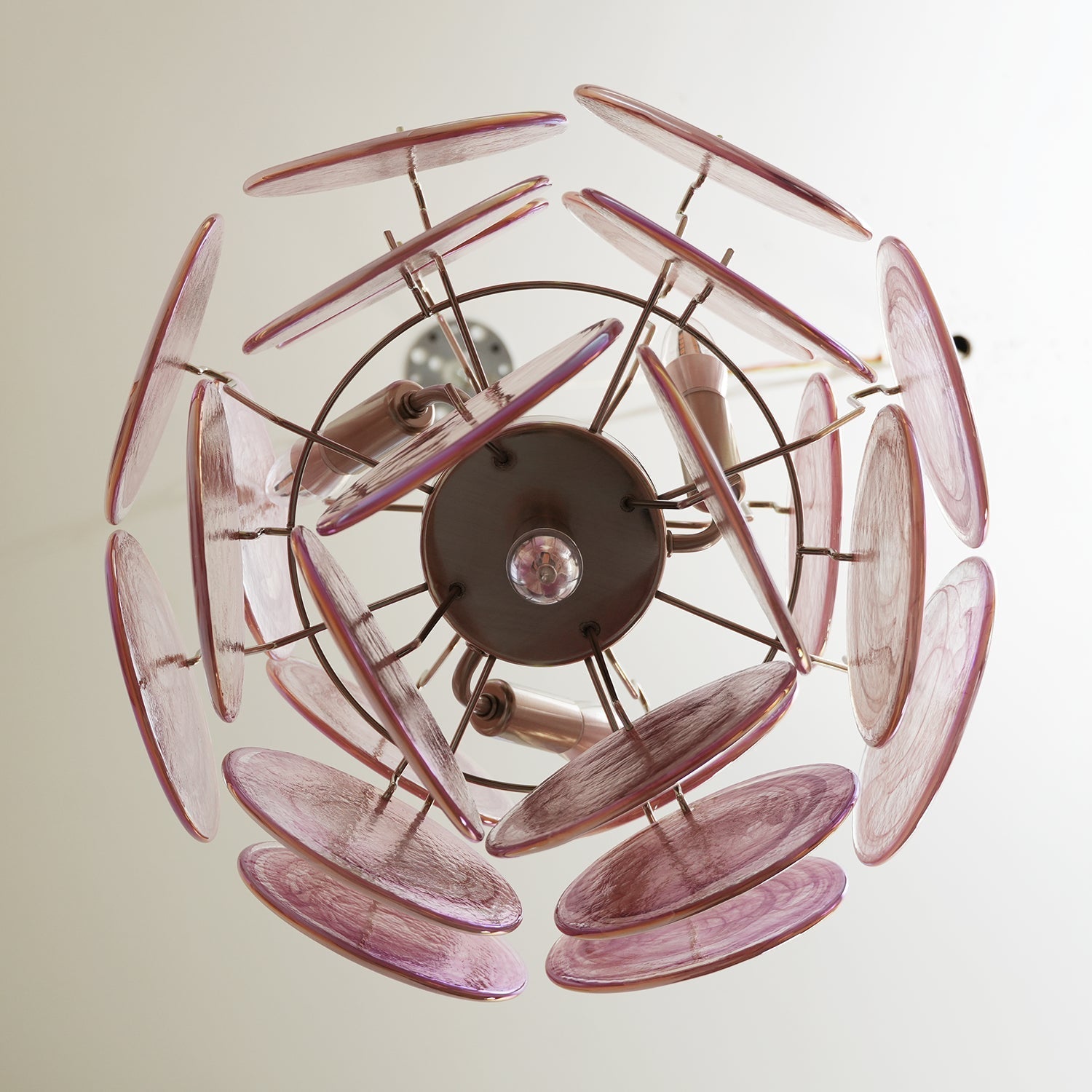 Murano Pink Disc Chandelier 24