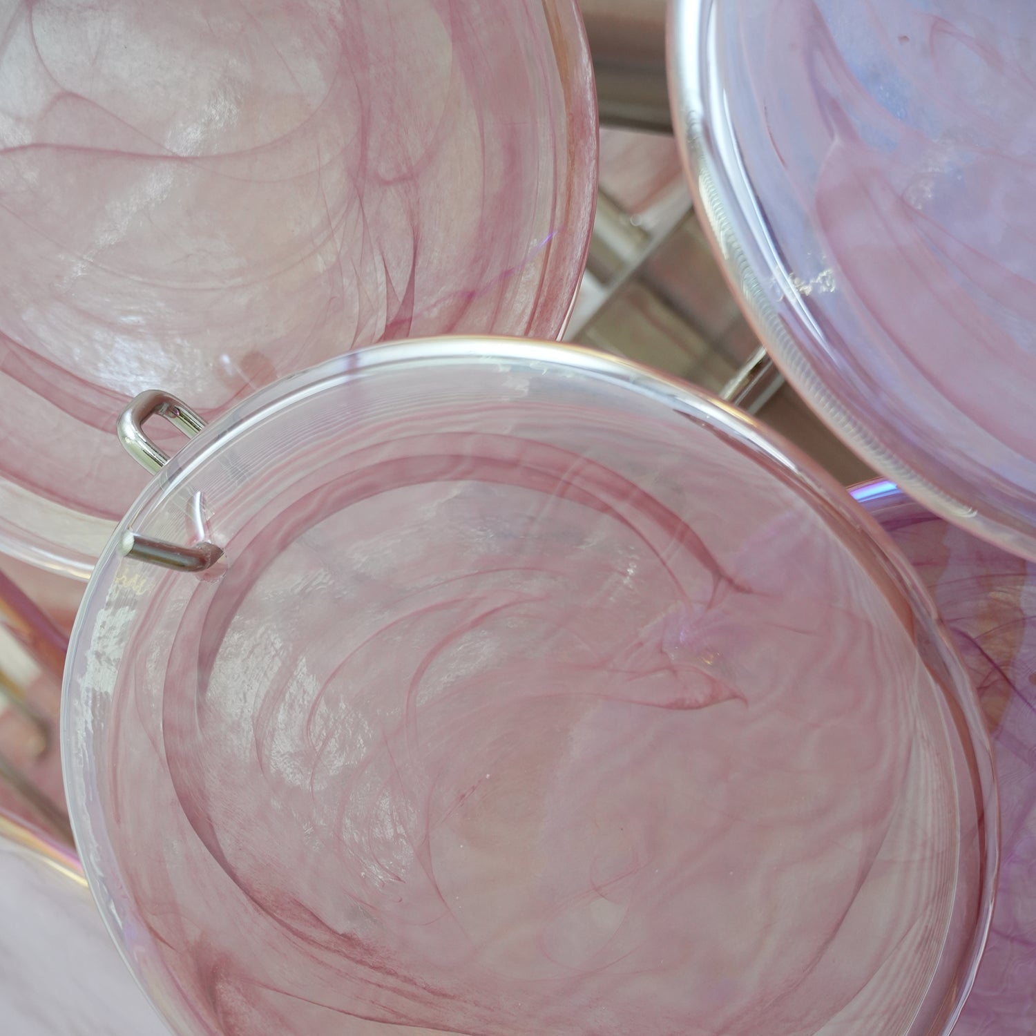 Murano Pink Disc Chandelier 24
