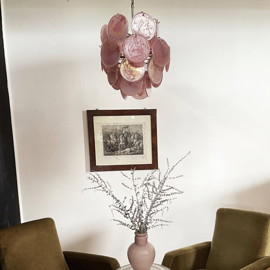 Murano Pink Disc Chandelier 24