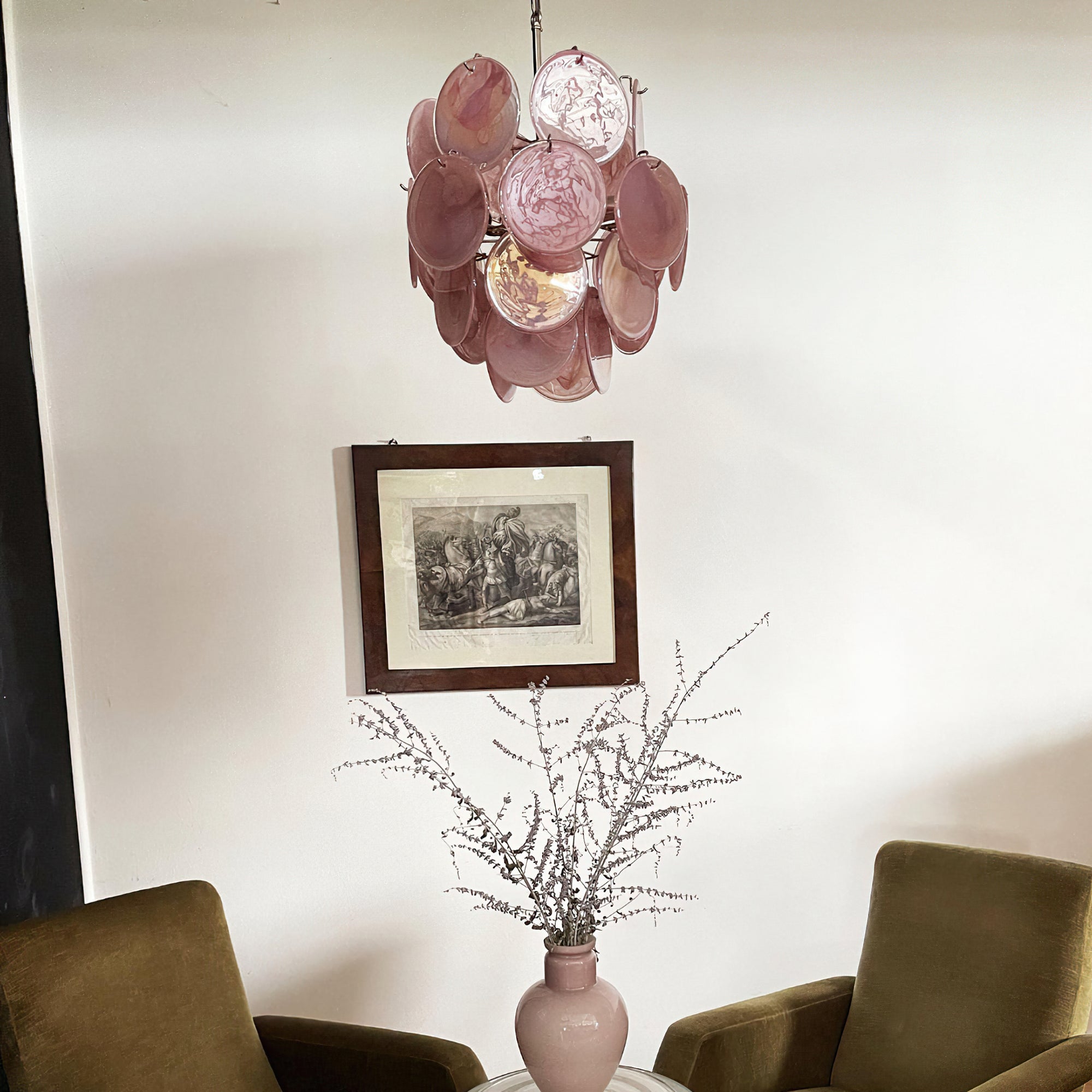 Murano Pink Disc Chandelier 24
