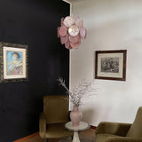 Murano Pink Disc Chandelier 24