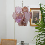 Murano Pink Disc Chandelier 24