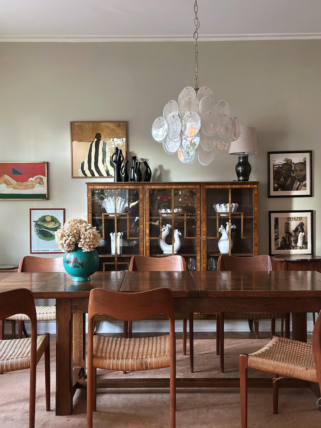 Murano White Disc Chandelier 36