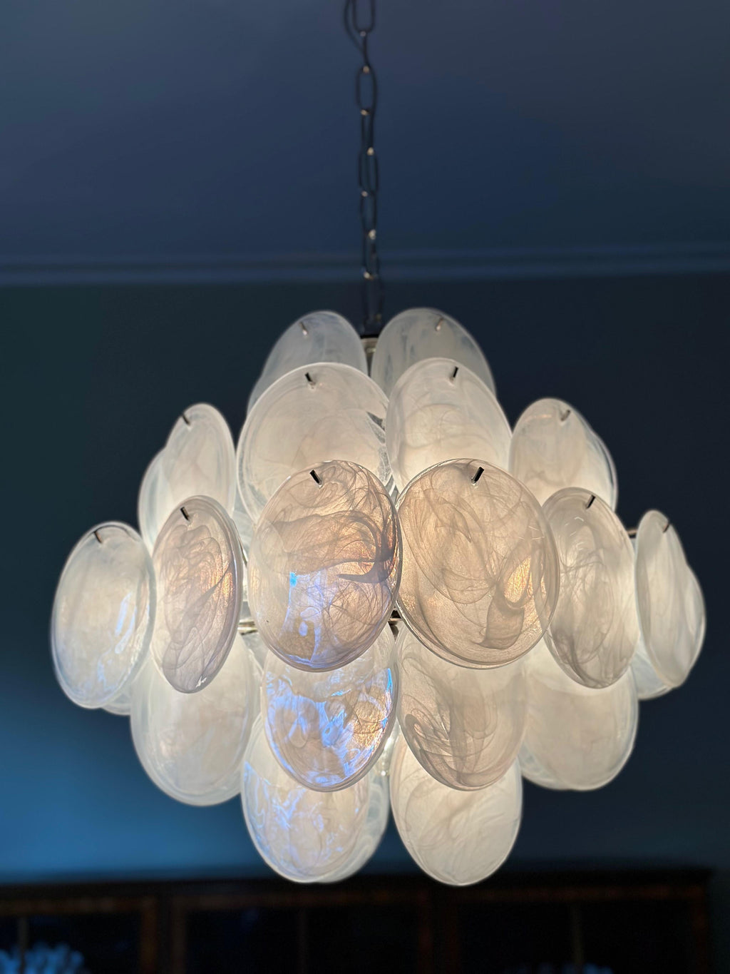 Murano White Disc Chandelier 36