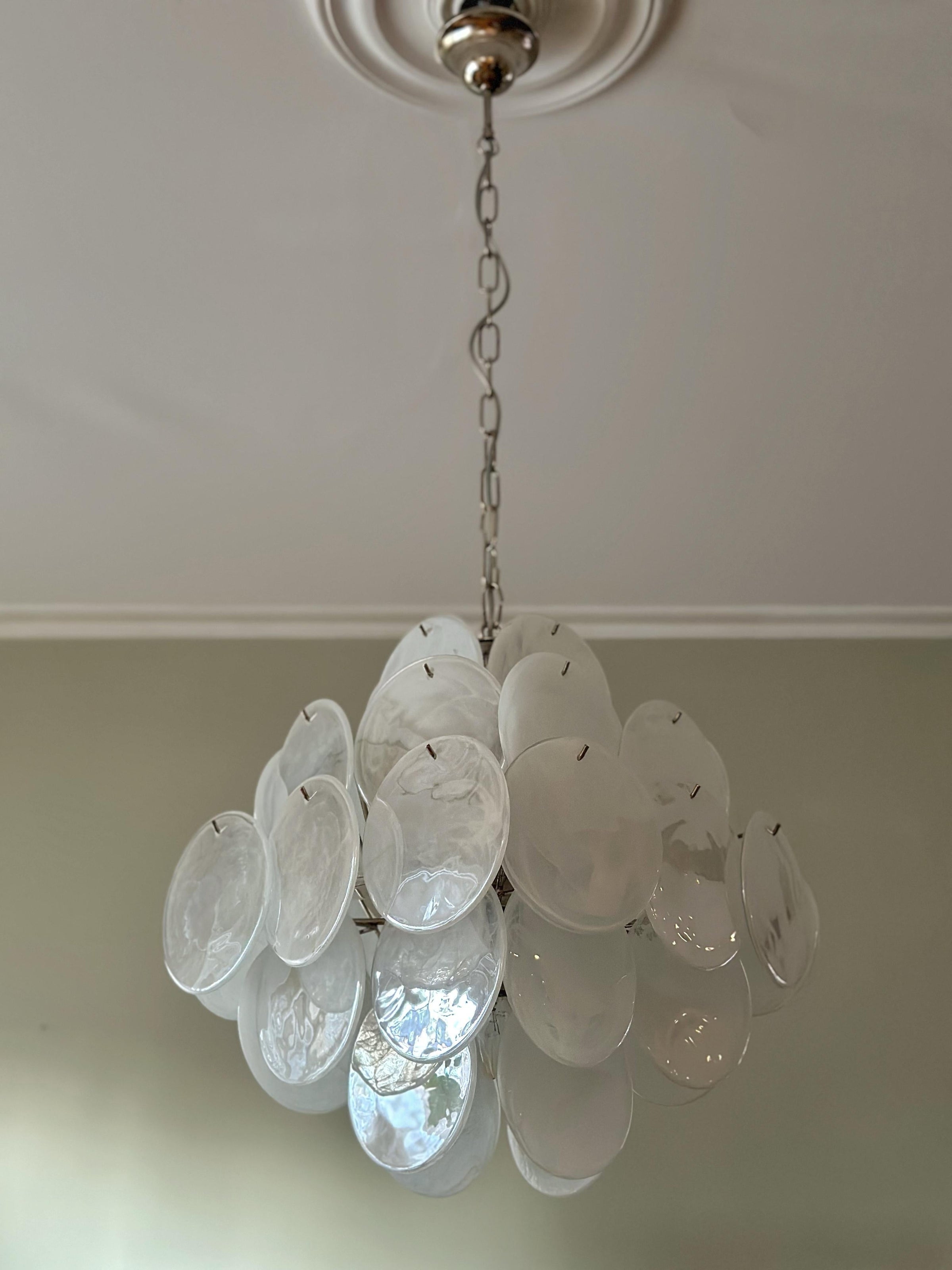 Murano White Disc Chandelier 36