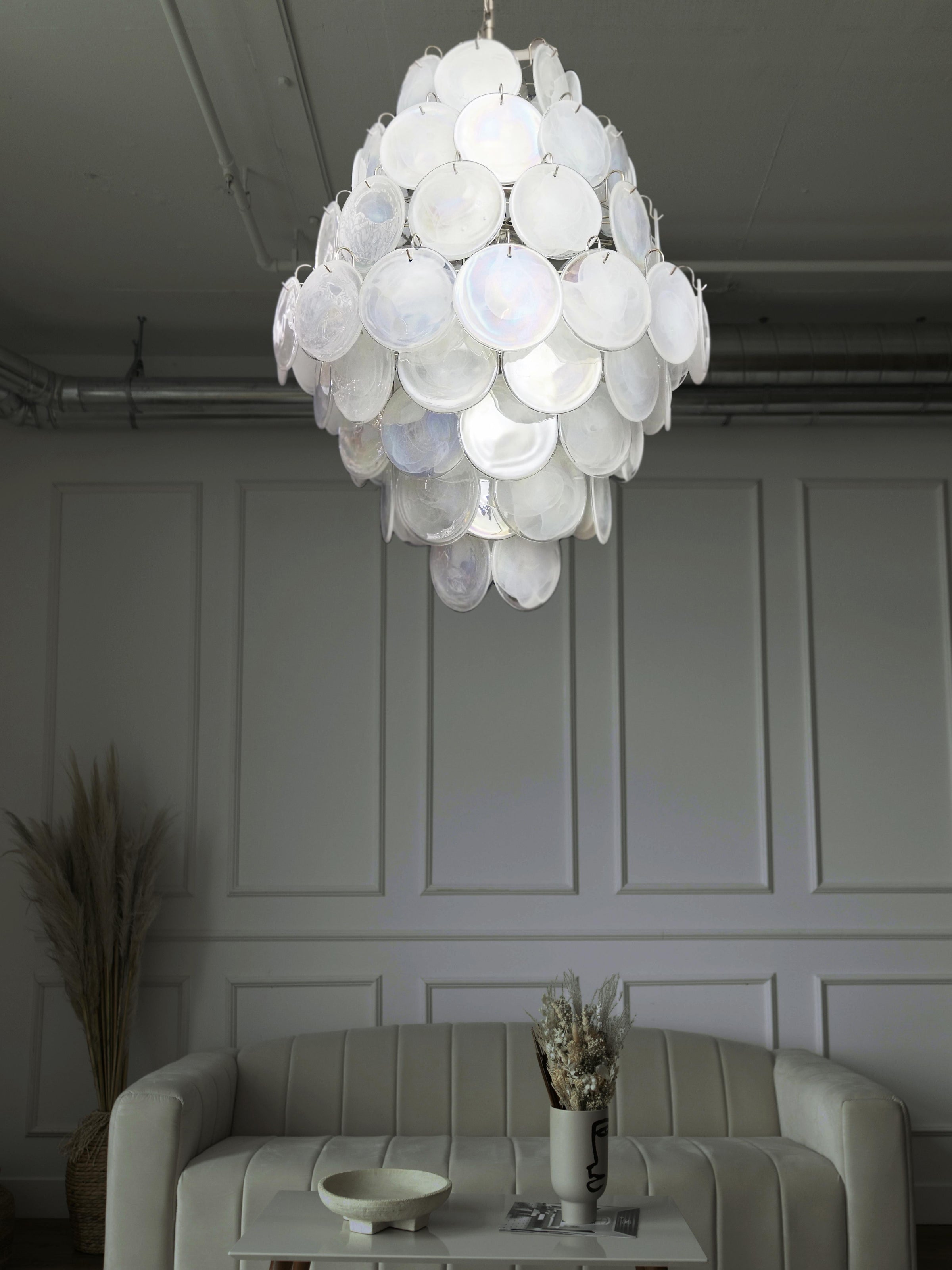 Murano White Disc Chandelier 87