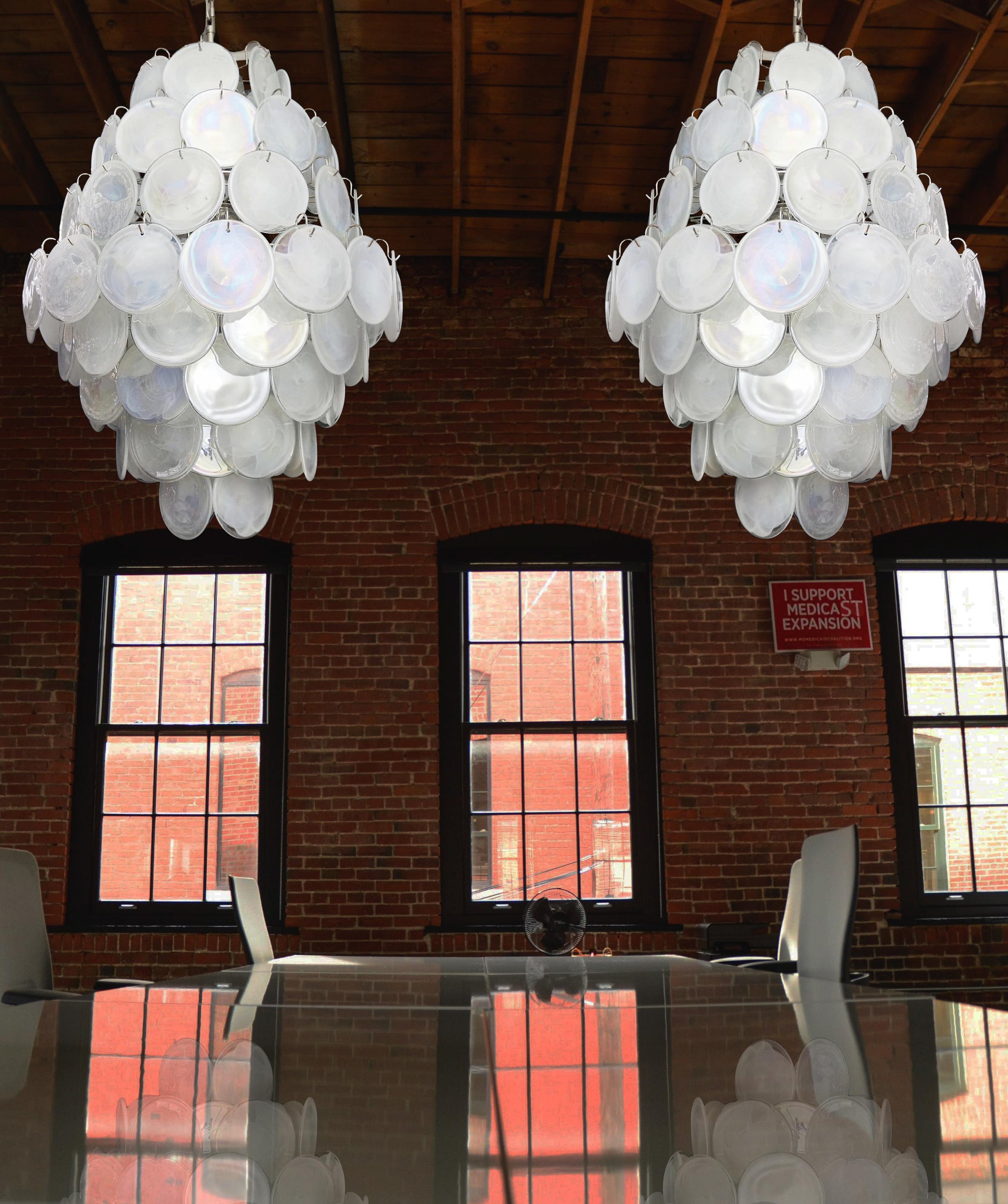 Murano White Disc Chandelier 87