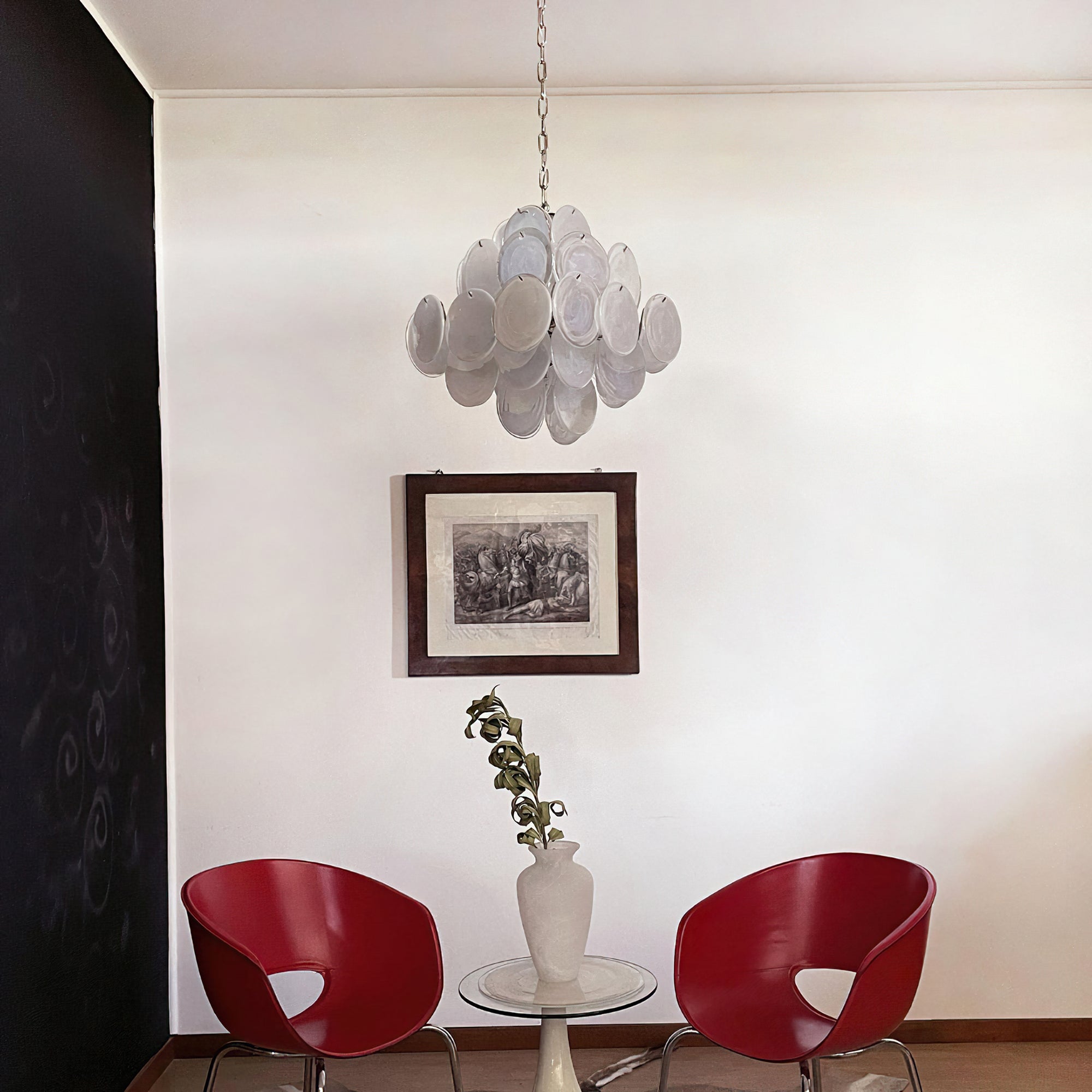 Murano White Disc Chandelier 36