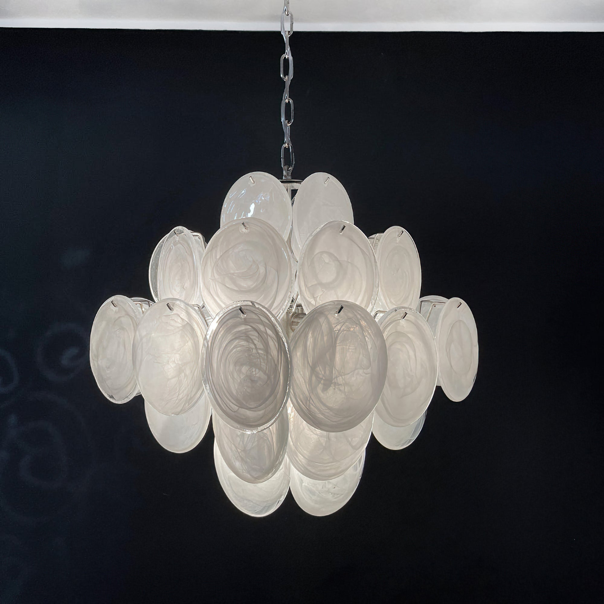Murano White Disc Chandelier 36