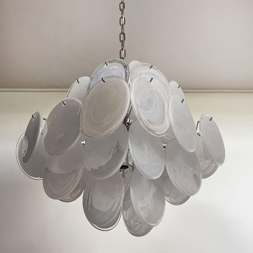 Murano White Disc Chandelier 36