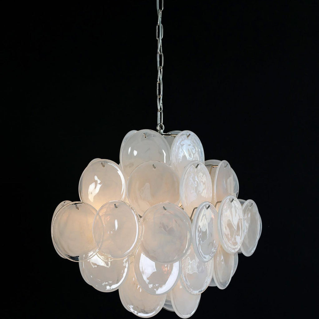 Murano White Disc Chandelier 36
