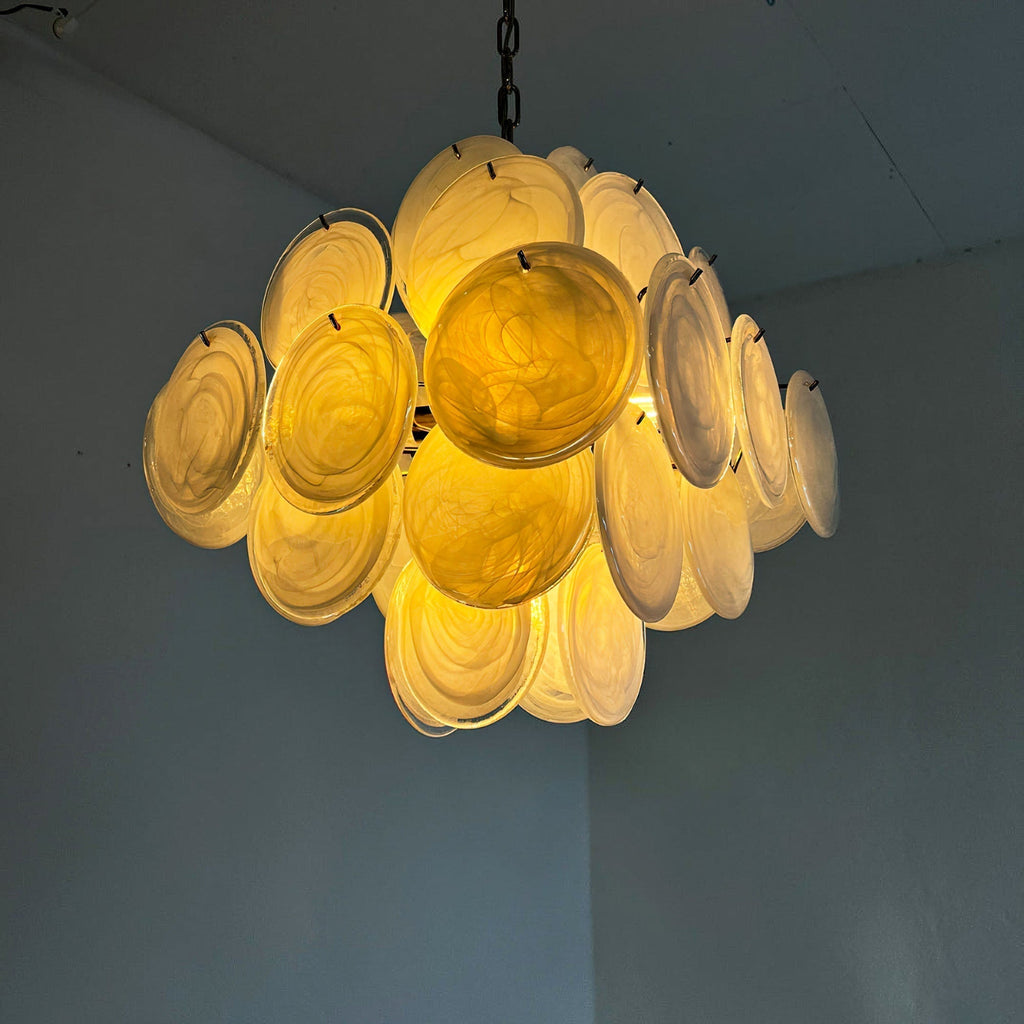 Murano White Disc Chandelier 36