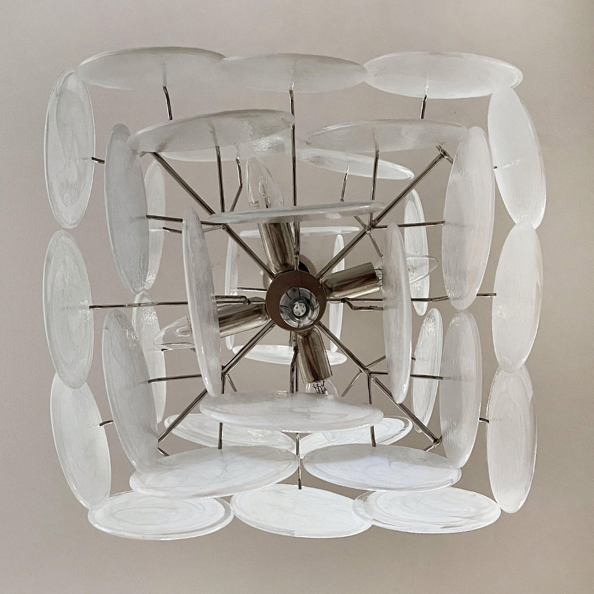 Murano White Disc Chandelier 36
