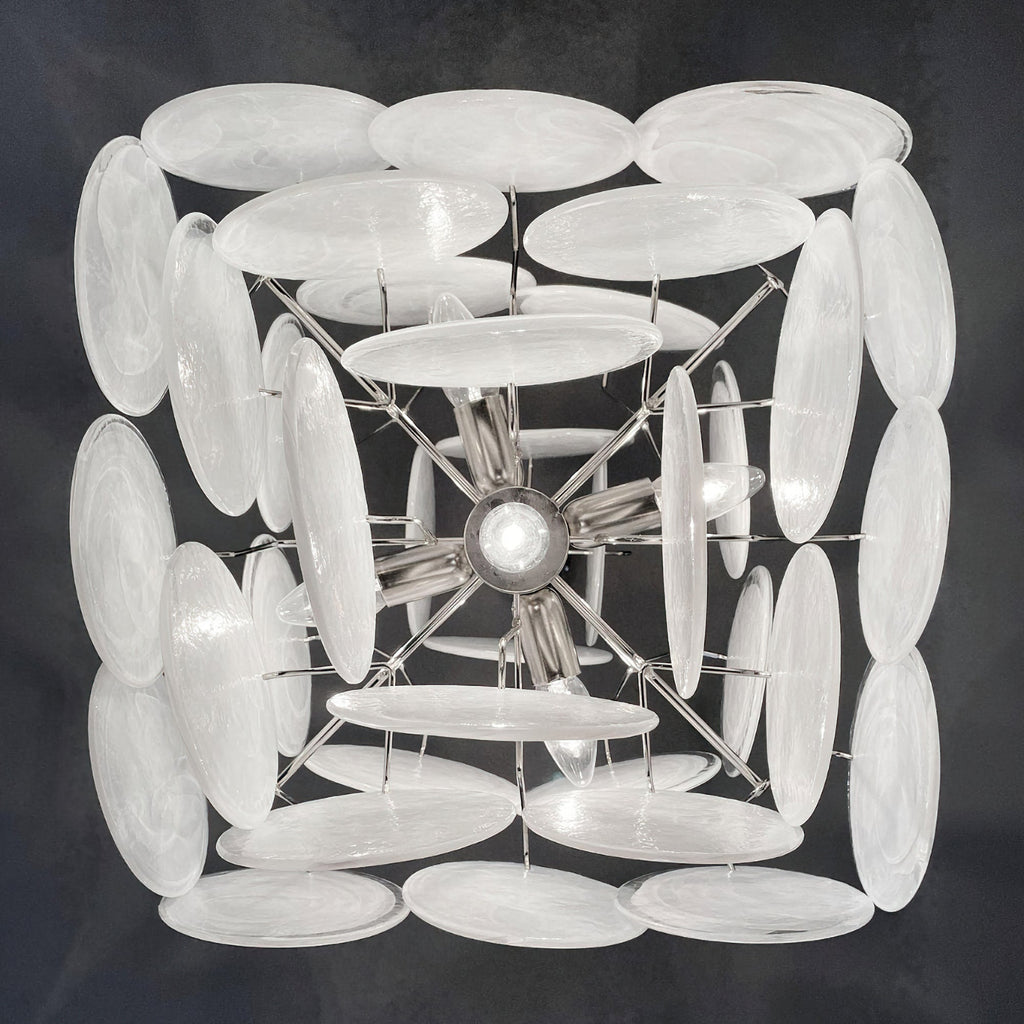 Murano White Disc Chandelier 36