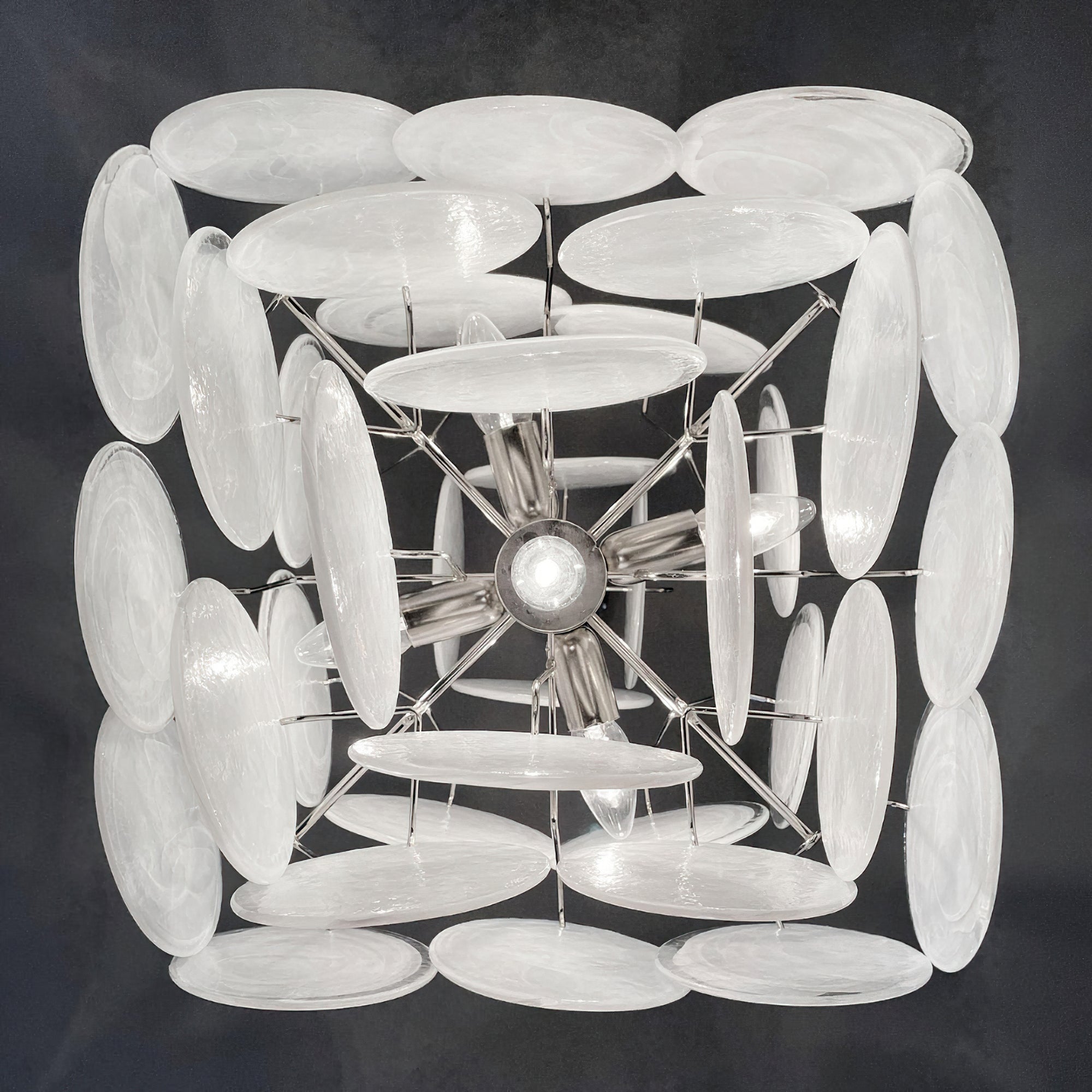 Murano White Disc Chandelier 36
