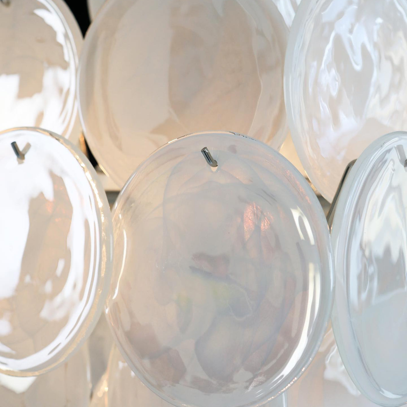 Murano White Disc Chandelier 36