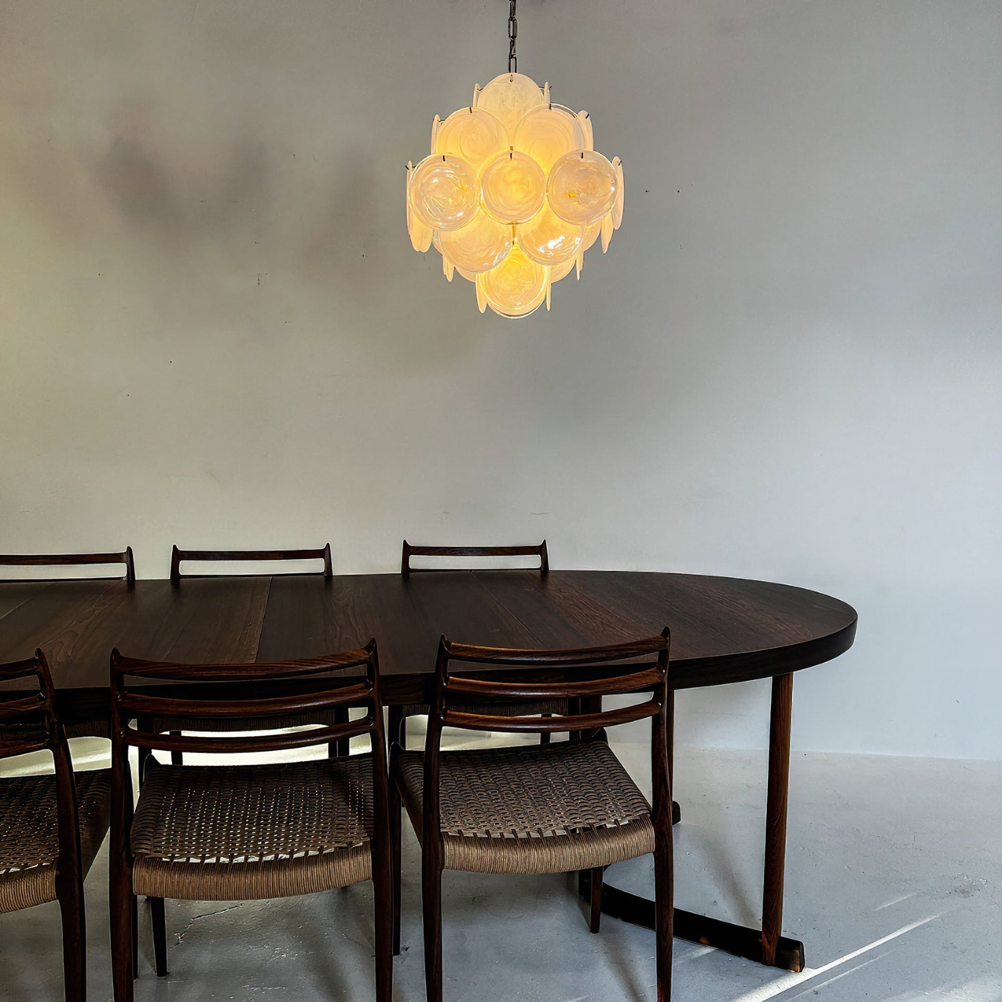 Murano White Disc Chandelier 36