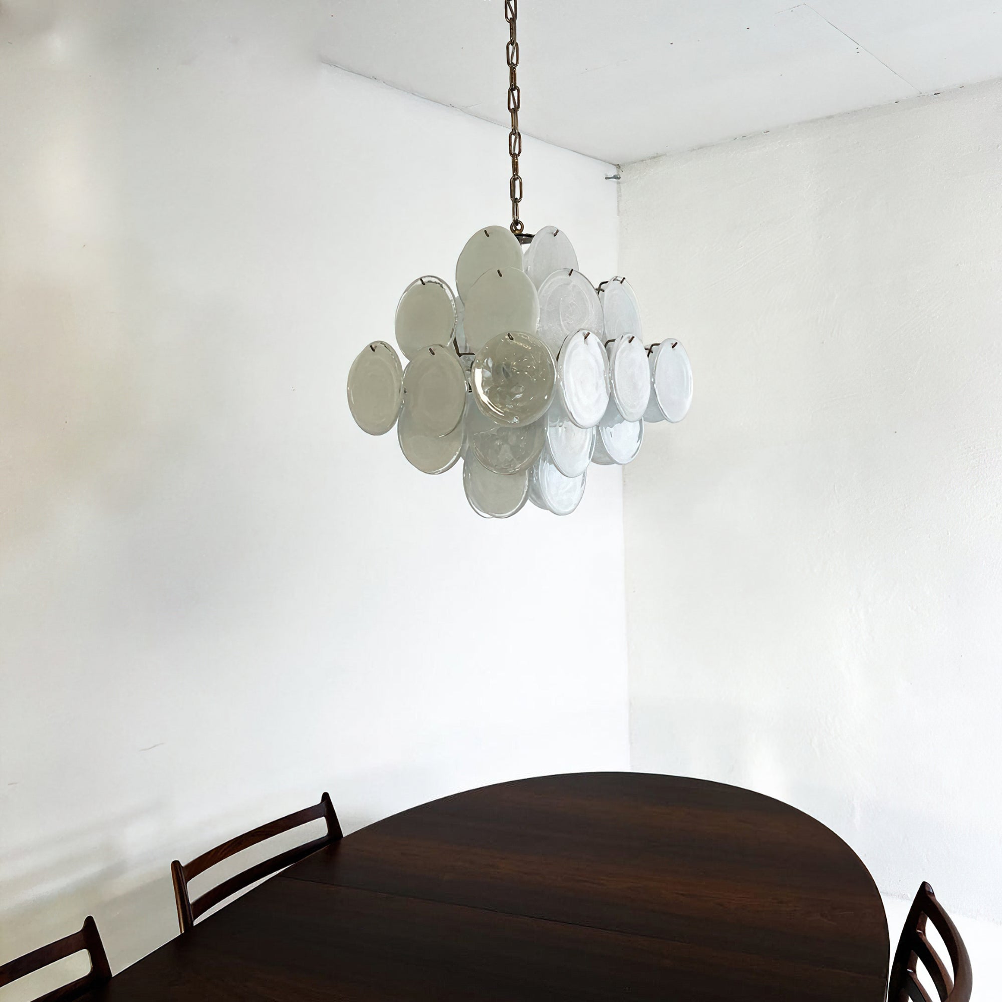 Murano White Disc Chandelier 36