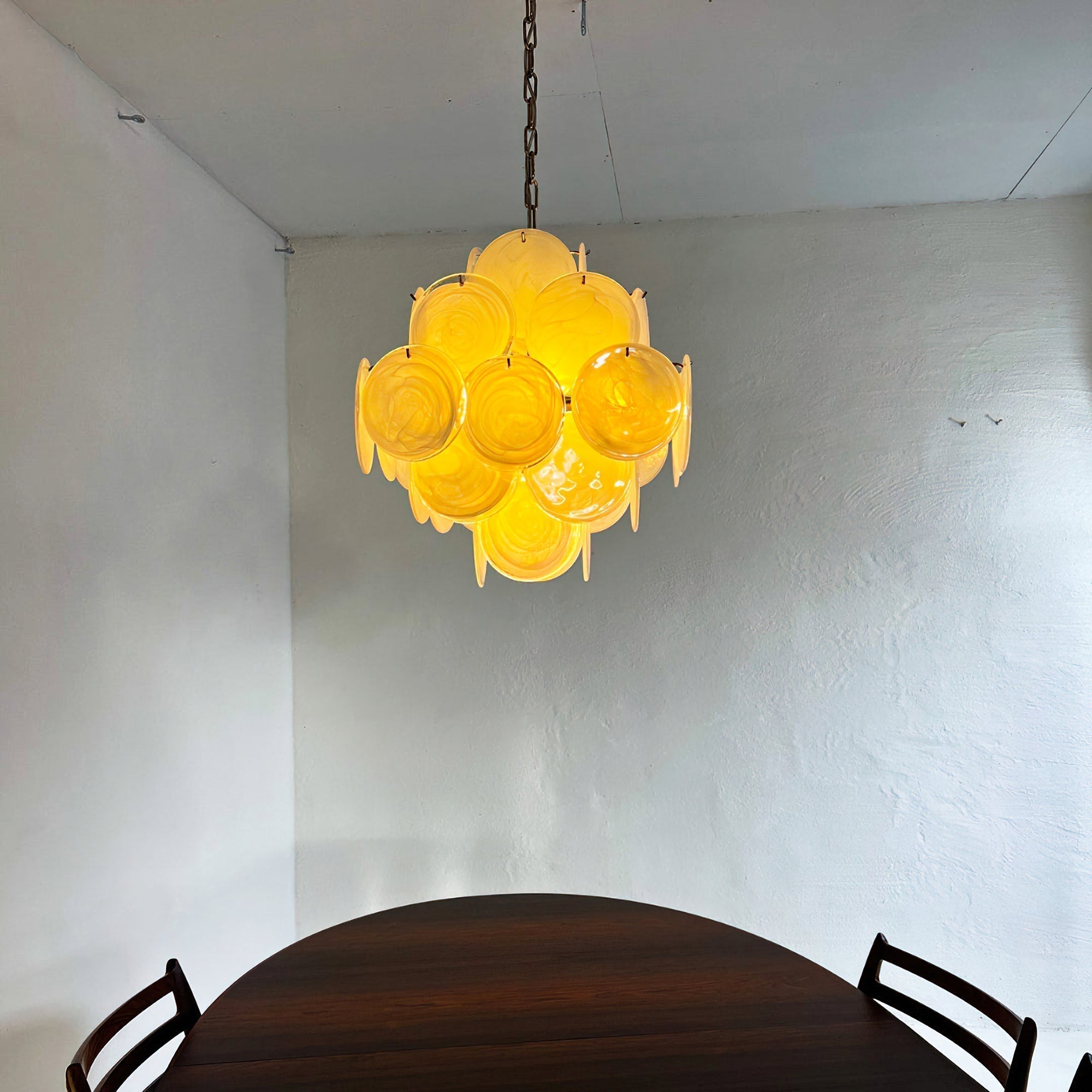 Murano White Disc Chandelier 36