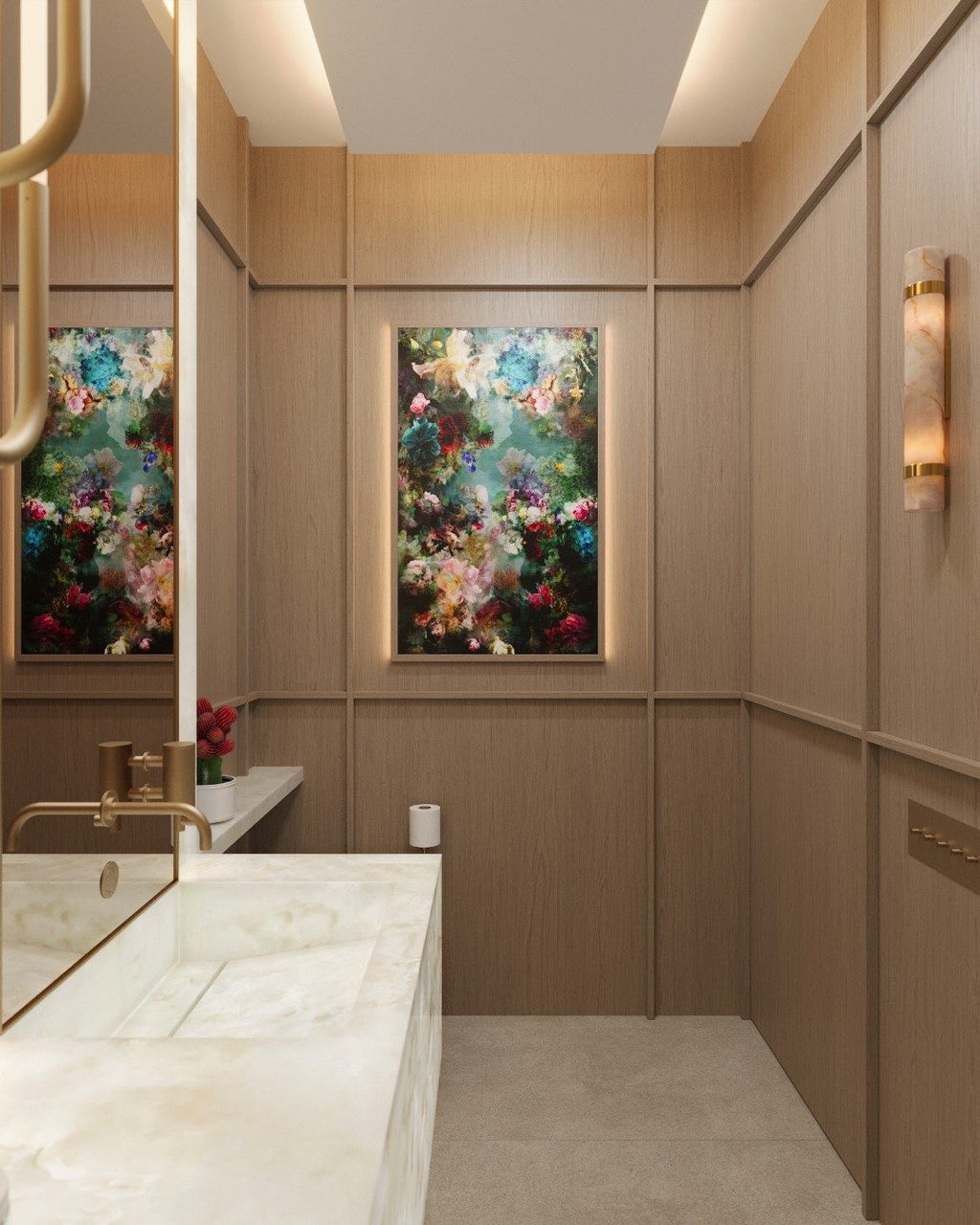 Natalia Onyx and Brass Wall Sconce