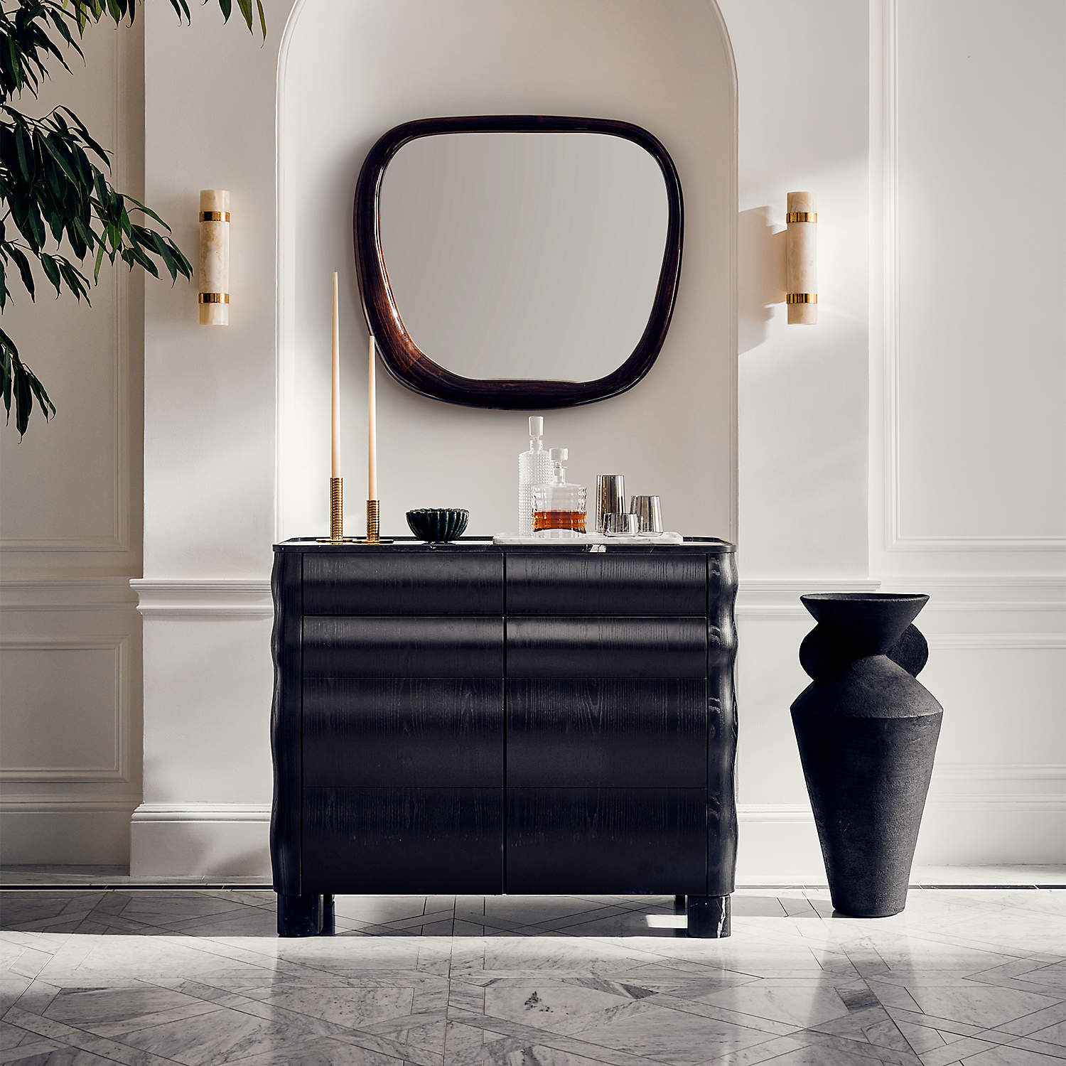 Natalia Onyx and Brass Wall Sconce