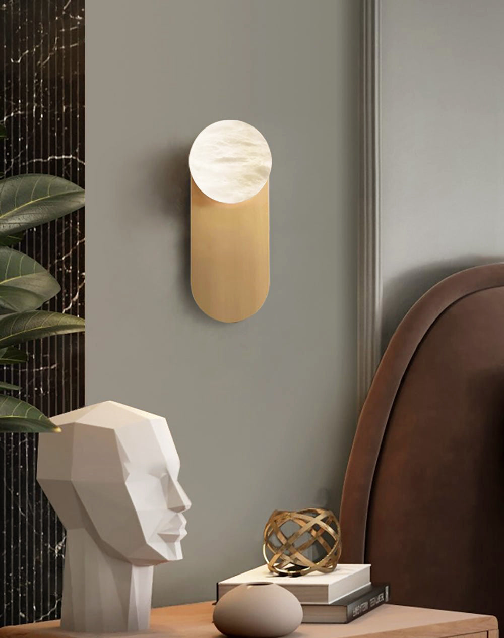Olive Alabaster Wall Sconce