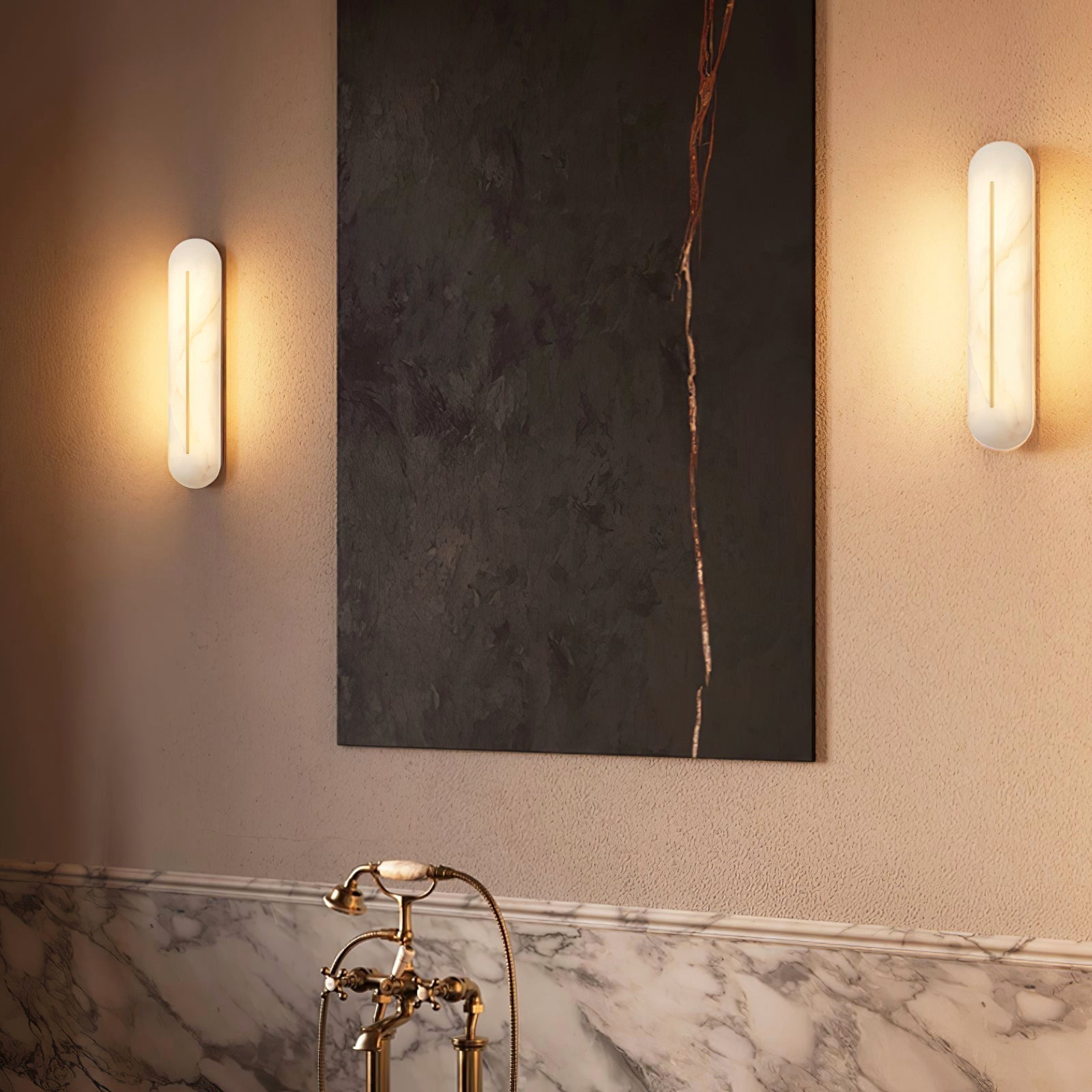 Oval Alabaster Wall Sconce