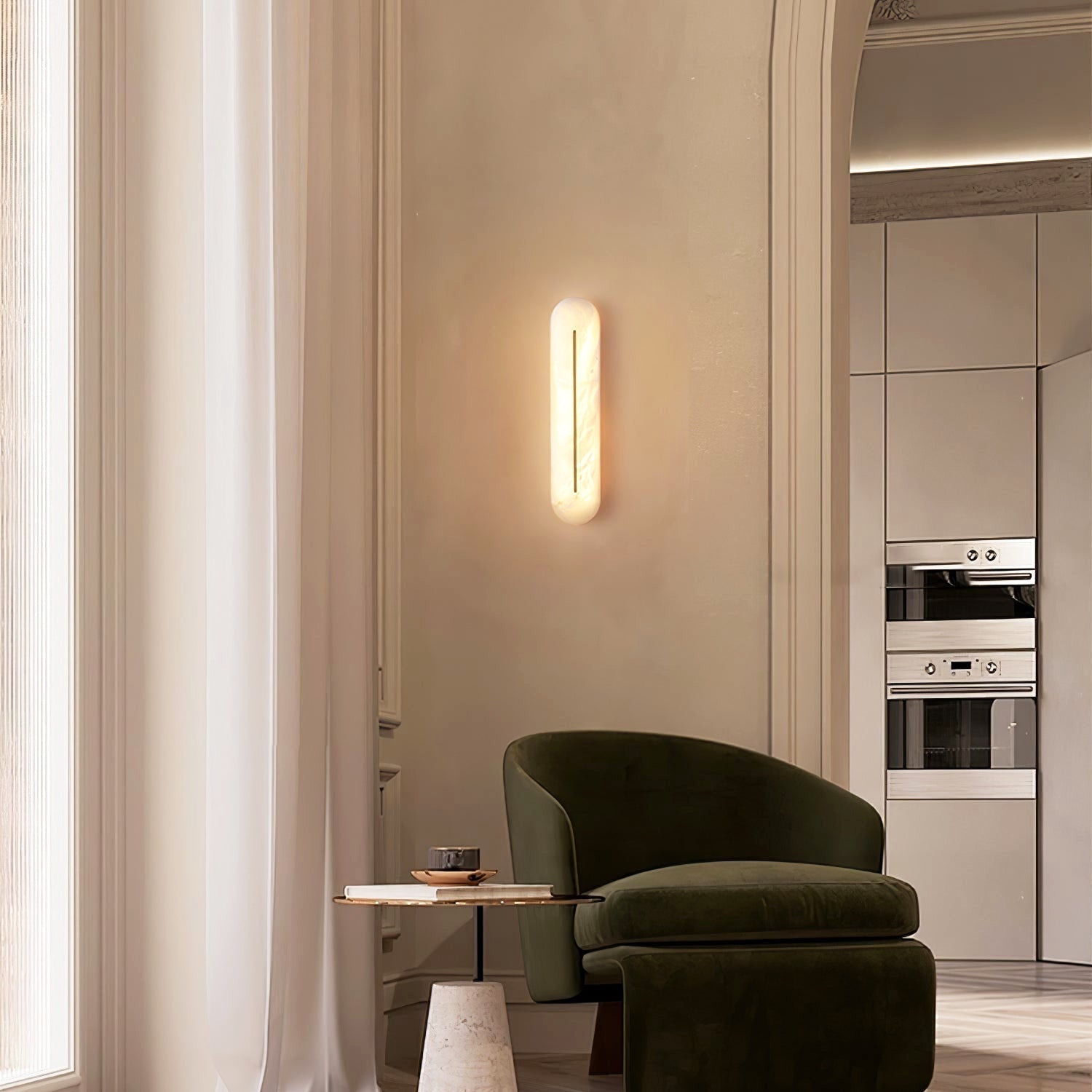 Oval Alabaster Wall Sconce