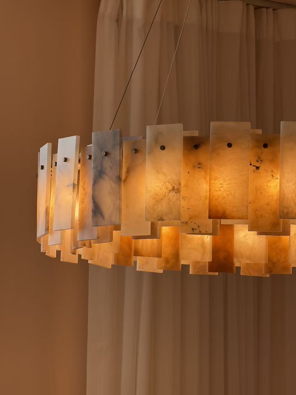 San Marco Tobacco Alabaster Chandelier
