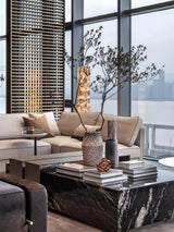 Alva Stacked Alabaster Floor Lamp