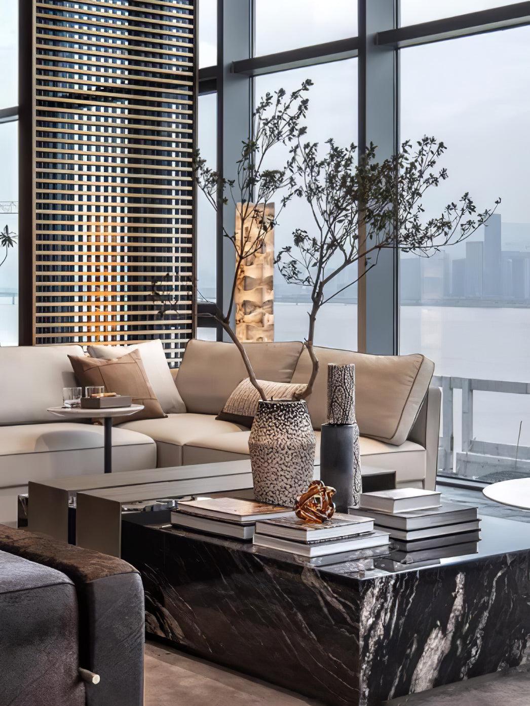 Alva Stacked Alabaster Floor Lamp